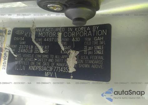 2015 Kia Sportage Lx из США, поврежденный, VIN KNDPB3AC3F7714353